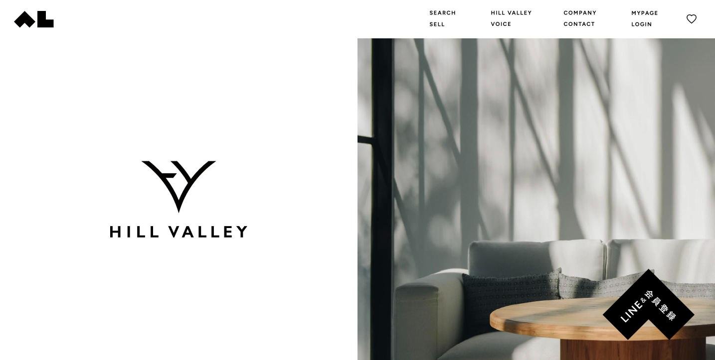 HILL VALLEY brand page with logo and interior photo
